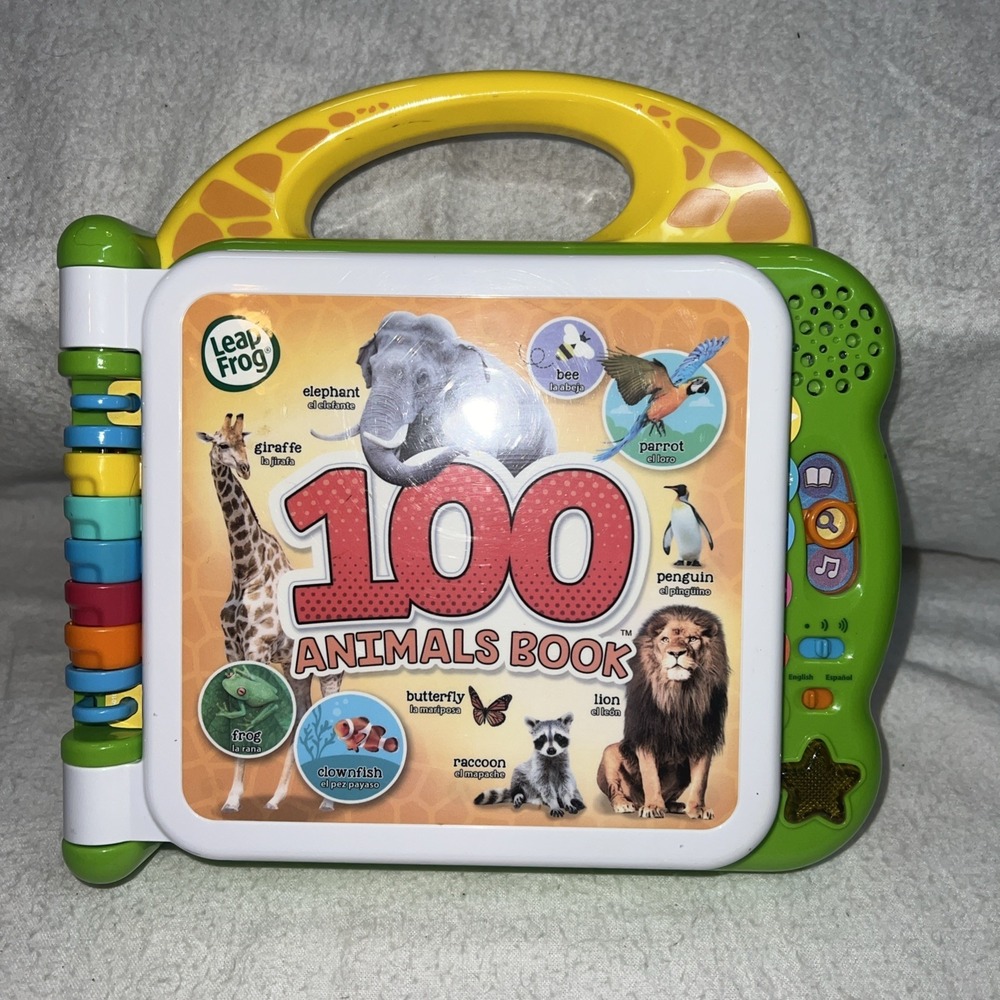 LeapFrog 100 Animals Book - Green English and Spanish , Works SEE VIDEO